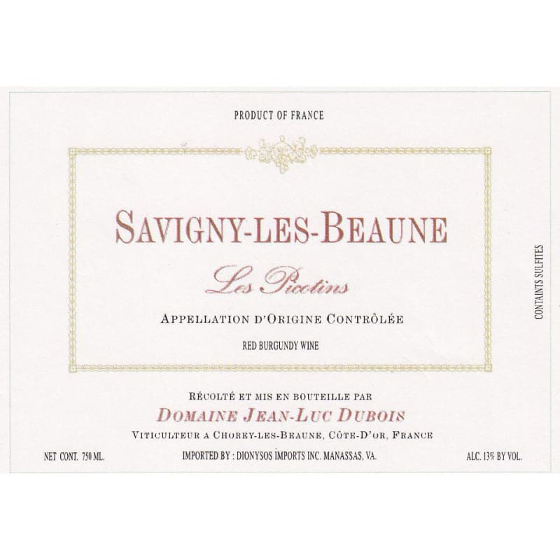 Jean-Luc Dubois Savigny les Beaune Les Picotins 2005 Front Label