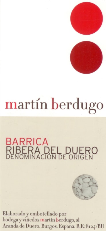 Bodega y Vinedos Martin Berdugo Barrica 2008 Front Label