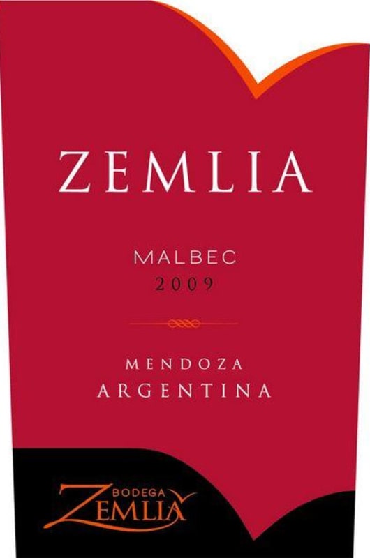 Bodega Zemlia Malbec 2009 Front Label