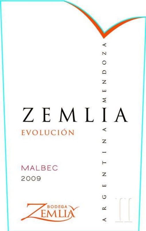 Bodega Zemlia Evolucion Malbec 2009 Front Label