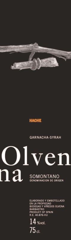 Bodegas & Vinedos Olvena Hache 2013 Front Label