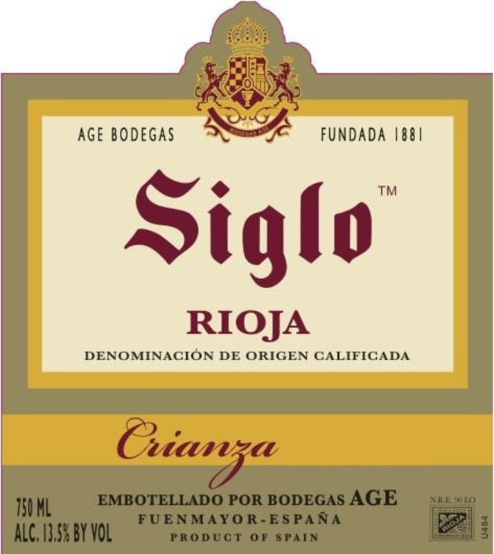 Bodegas Age Siglo Saco Crianza 2011 Front Label