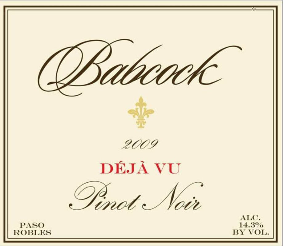 Babcock Deja Vu Pinot Noir 2009 Front Label
