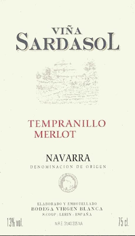 Bodegas Alconde Vina Sardasol Tempranillo Merlot Roble 2004 Front Label