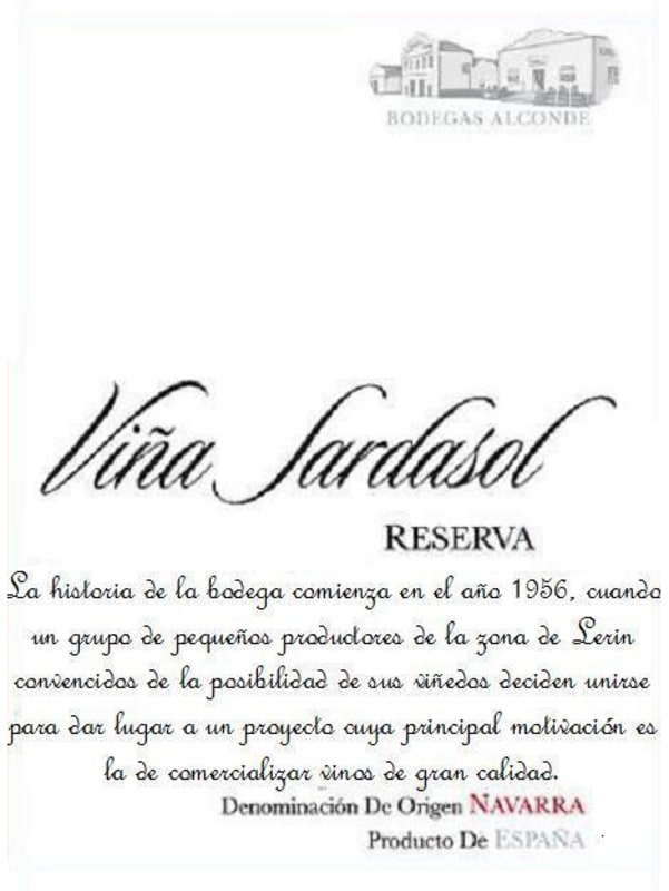 Bodegas Alconde Vina Sardasol Reserva 2006 Front Label