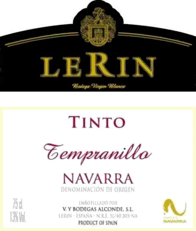 Bodegas Alconde Lerin Tempranillo 2012 Front Label