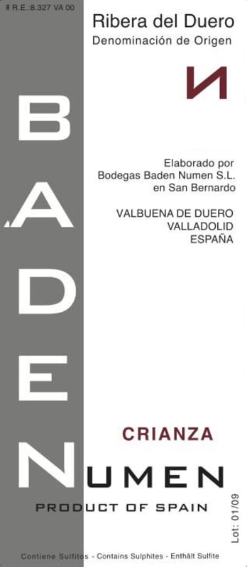 Bodegas Baden Numen N Crianza 2011 Front Label