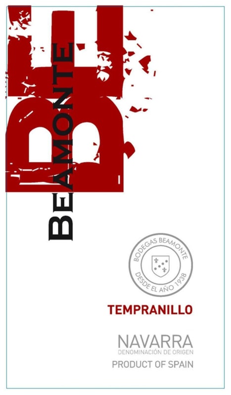 Bodegas Beamonte Tempranillo 2015 Front Label