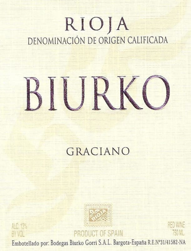 Bodegas Biurko Gorri Biurko Graciano 2010 Front Label