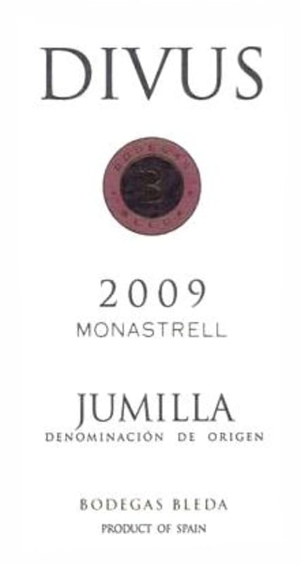 Bodegas Bleda Divus Monastrell 2009 Front Label