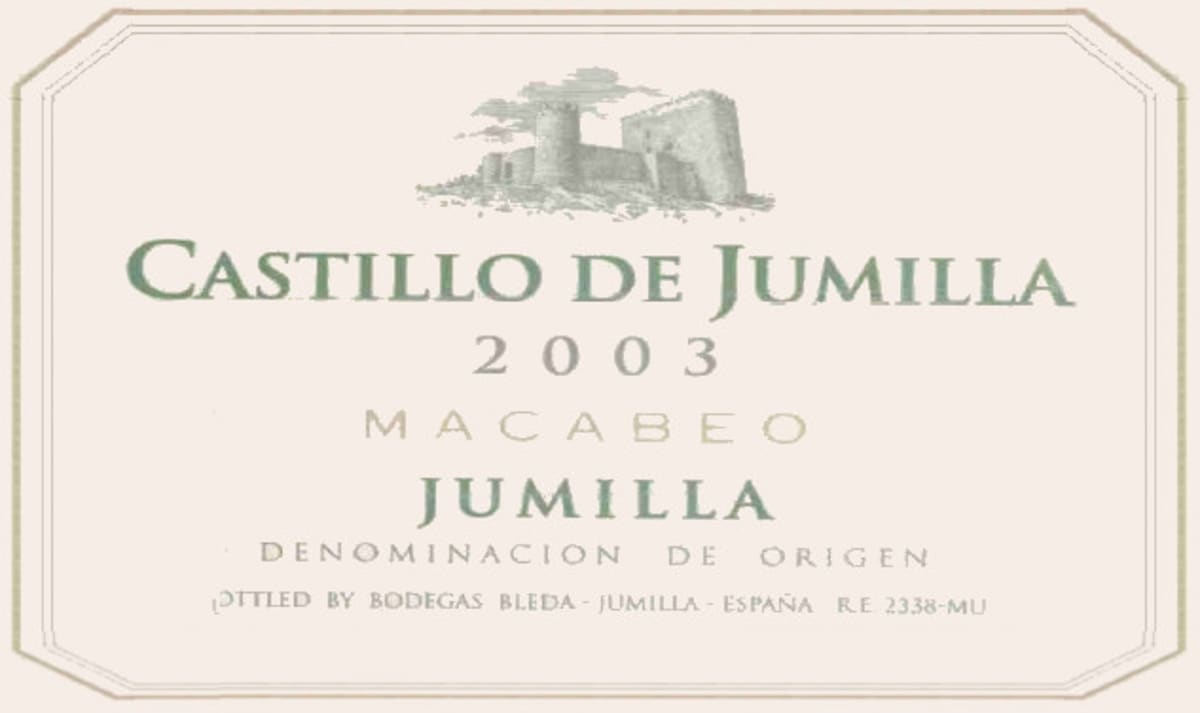Bodegas Bleda Castillo de Jumilla Macabeo 2003 Front Label
