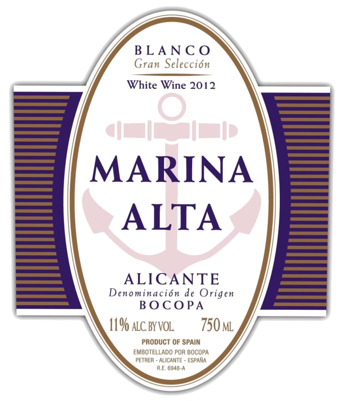 Bodegas Bocopa Marina Alta 2012 Front Label