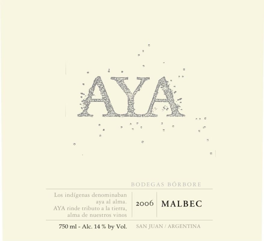 Bodegas Borbore Aya Malbec 2006 Front Label