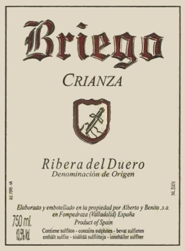 Bodegas Briego Crianza 2011 Front Label