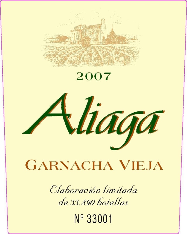 Bodegas Camino del Villar Aliaga Vieja Garnacha 2007 Front Label