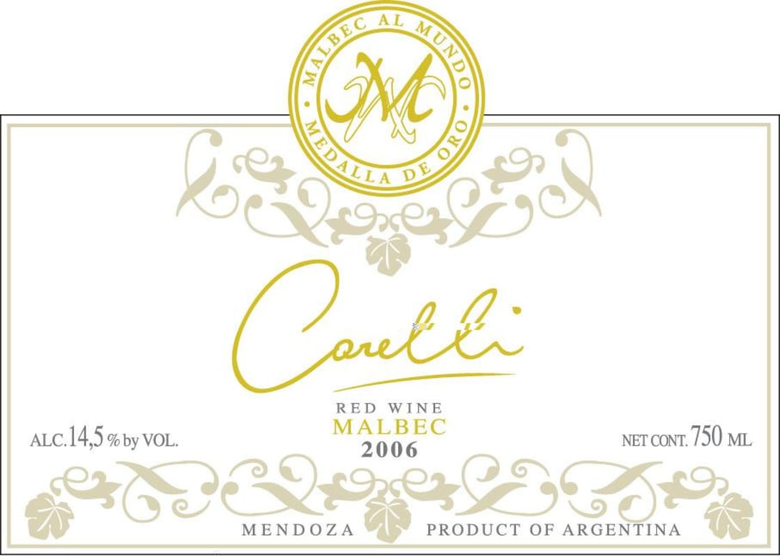Bodegas Carelli Malbec 2006 Front Label