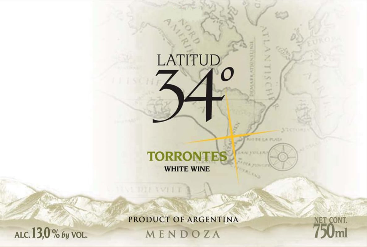 Bodegas Carelli Latitud 34 Torrontes 2014 Front Label