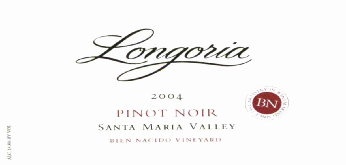 Longoria Pinot Noir Bien Nacido 2004 Front Label