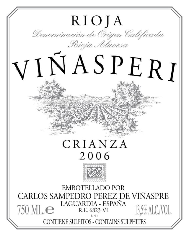 Bodegas Carlos San Pedro Vinasperi Crianza 2006 Front Label