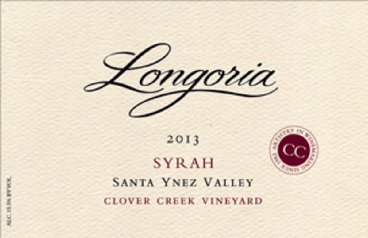Longoria Clover Creek Vineyard Syrah 2013 Front Label