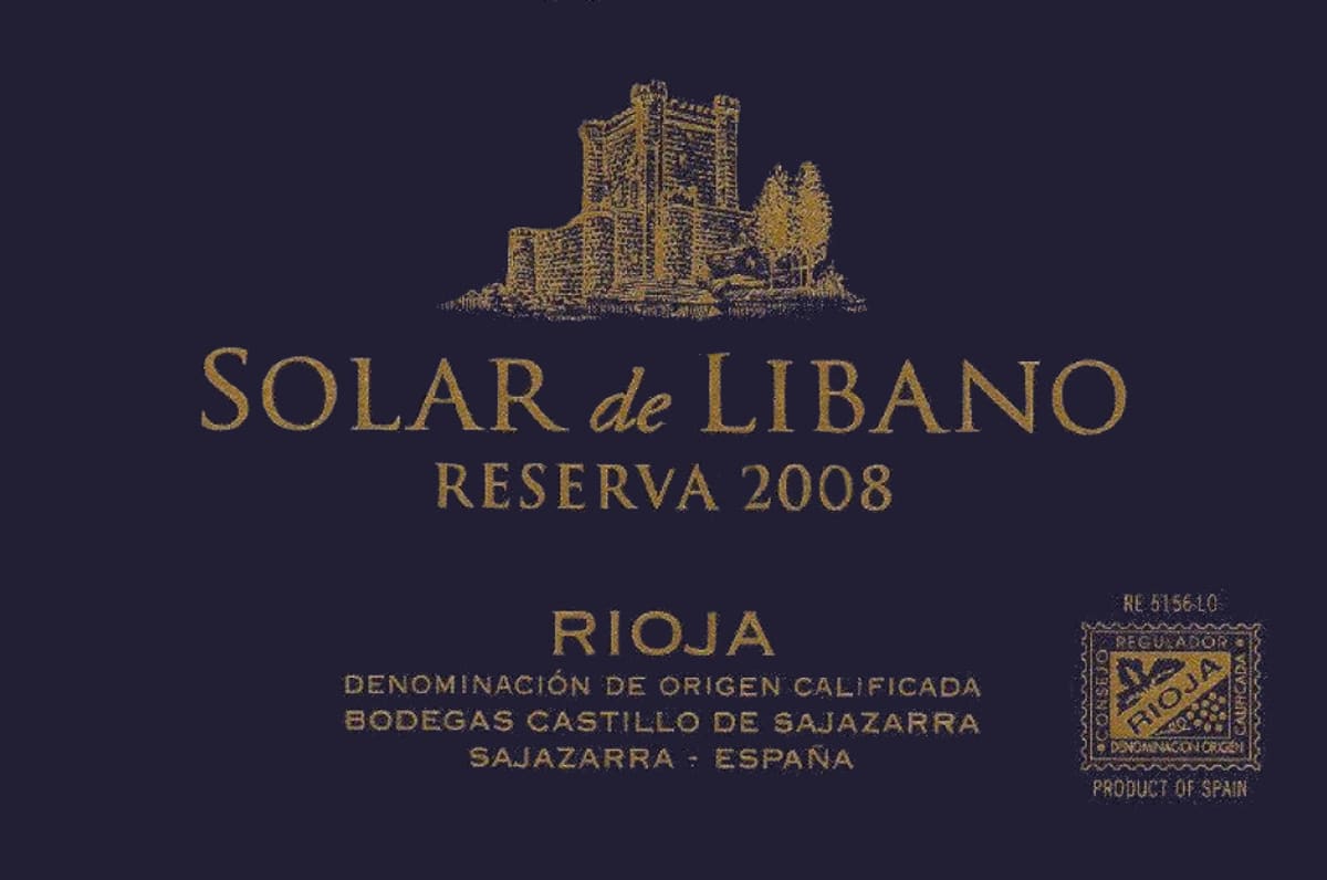 Bodegas Castillo de Sajazarra Solar de Libano Reserva 2008 Front Label