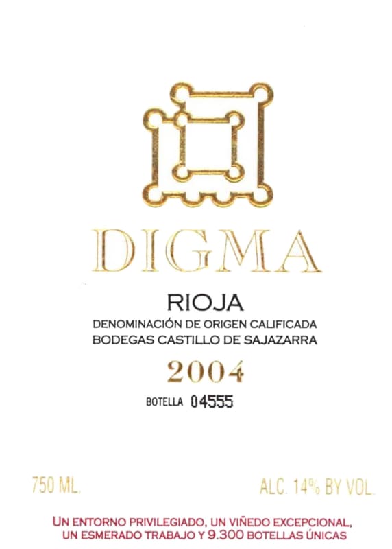 Bodegas Castillo de Sajazarra Digma 2004 Front Label