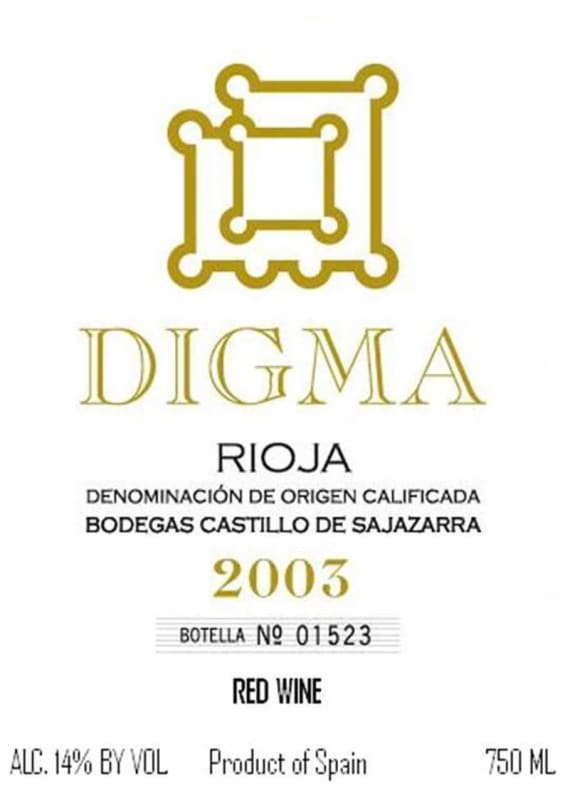 Bodegas Castillo de Sajazarra Digma 2003 Front Label