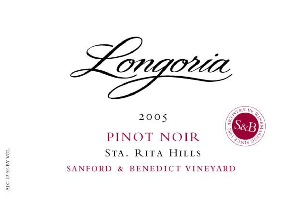 Longoria Sanford & Benedict Vineyard Pinot Noir 2005 Front Label