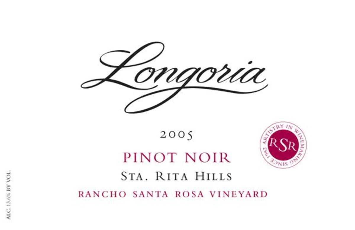 Longoria Rancho Santa Rosa Vineyard Pinot Noir 2005 Front Label