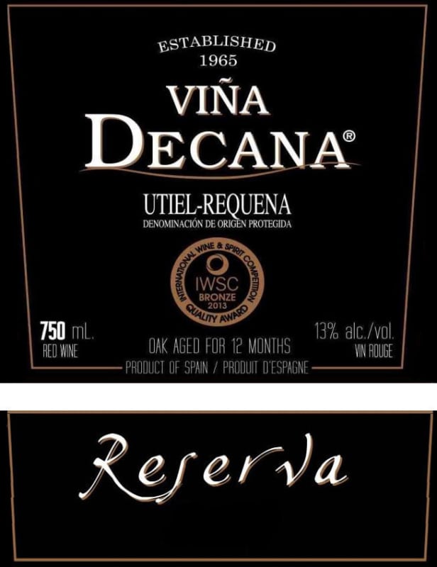 Bodegas Covinas Vina Decana Reserva 2010 Front Label