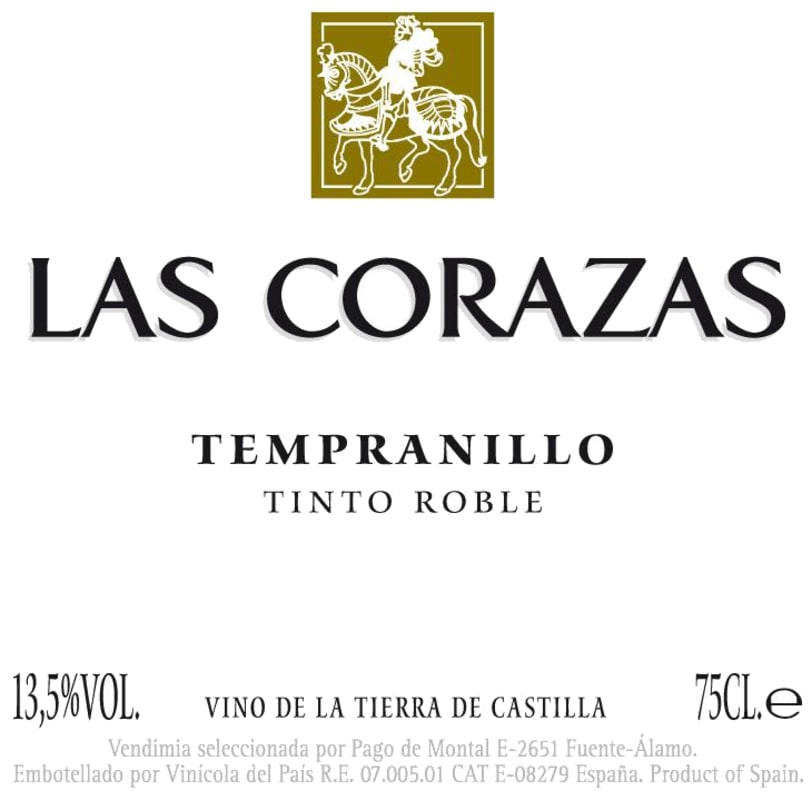 Bodegas Crin Roja Las Vino de la Tierra Corazas Tempranillo 2013 Front Label