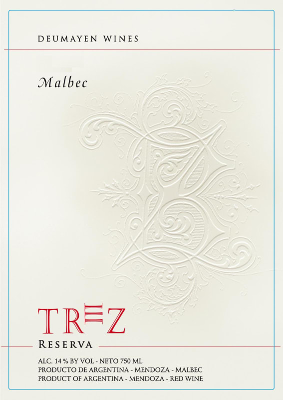 Bodegas Deumayen Trez Reserva Malbec 2008 Front Label