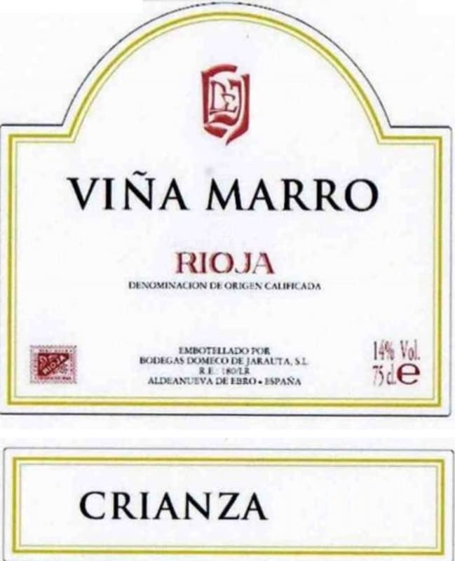 Bodegas Domeco de Jarauta Vina Marro Crianza 2010 Front Label