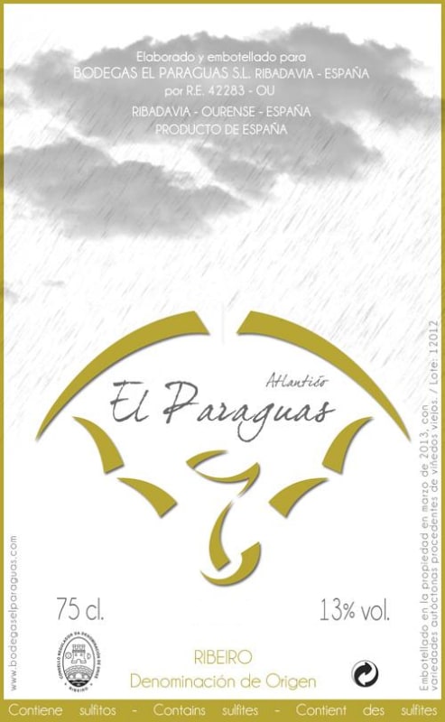 Bodegas El Paraguas Atlantico Blanco 2013 Front Label