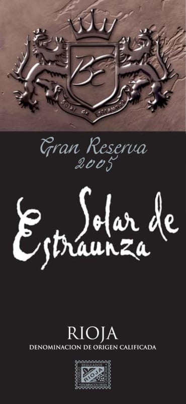 Estraunza Solar de Estraunza Gran Reserva 2005 Front Label