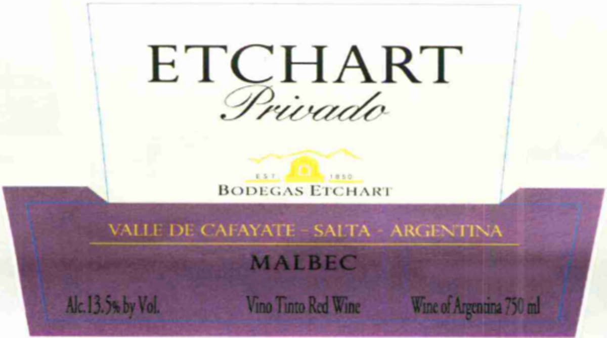 Etchart Etchart Privado Malbec 2014 Front Label