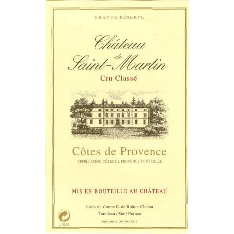 Chateau de Saint Martin Cote de Provence Grand Reserve 2014 Front Label