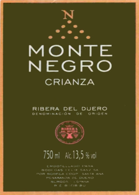 Bodegas Felix Sanz Monte Negro Crianza 2006 Front Label