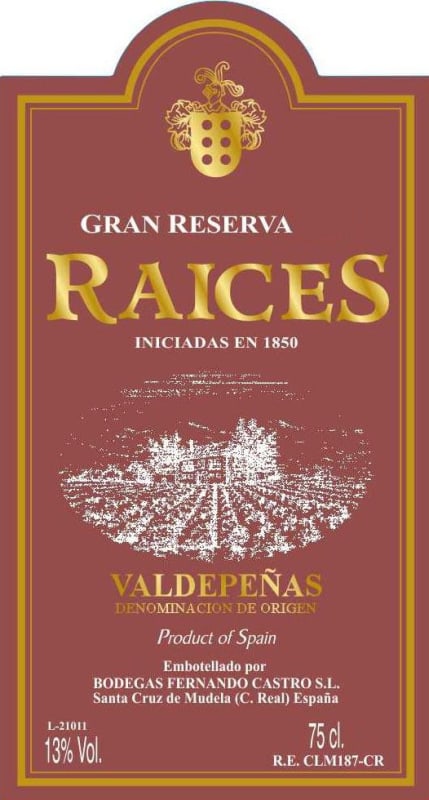 Bodegas Fernando Vastro Castro Raices Gran Reserva 2010 Front Label