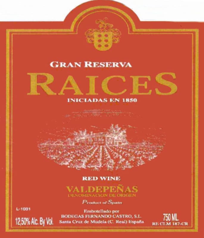 Bodegas Fernando Vastro Castro Raices Gran Reserva 2002 Front Label
