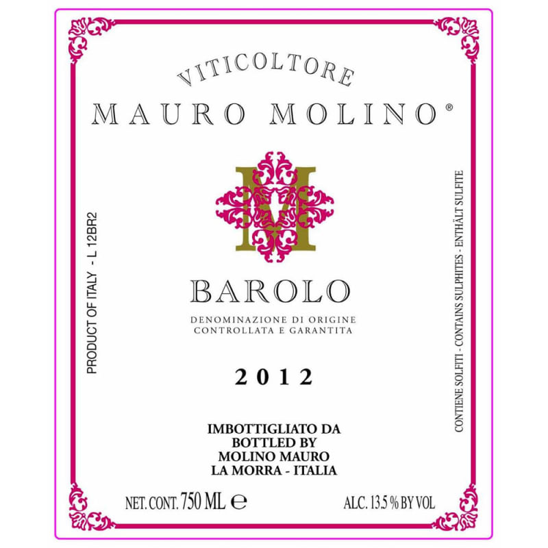 Mauro Molino Barolo 2012 Front Label