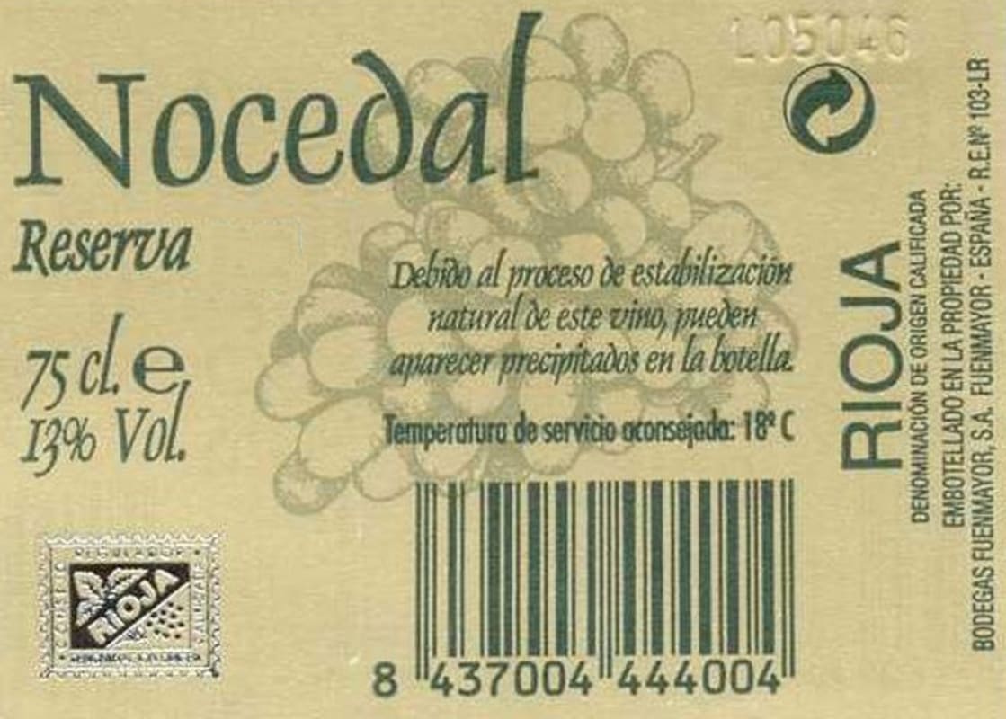Bodegas Feunmayor Nocedal Reserva 2005 Front Label