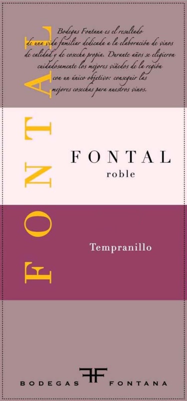 Bodegas Fontana Fontal Roble Tempranillo 2013 Front Label