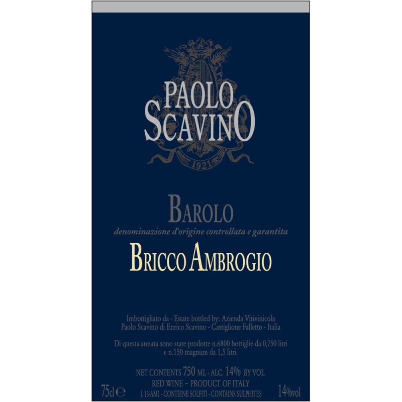 Paolo Scavino Barolo Bricco Ambrogio 2004 Front Label