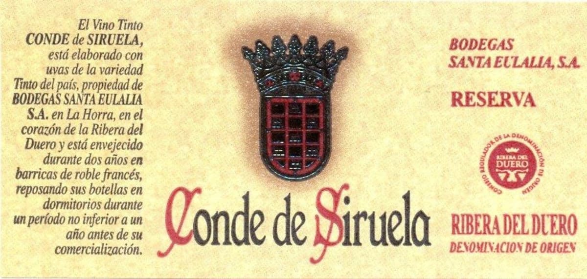 Bodegas Frutos Villar Ribera del Duero Conde de Siruela Reserva 2010 Front Label