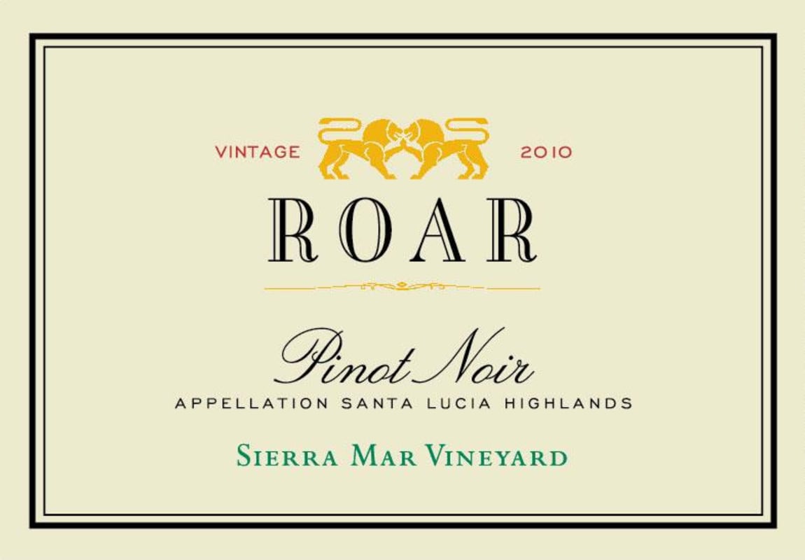 Roar Sierra Mar Vineyard Pinot Noir 2010 Front Label
