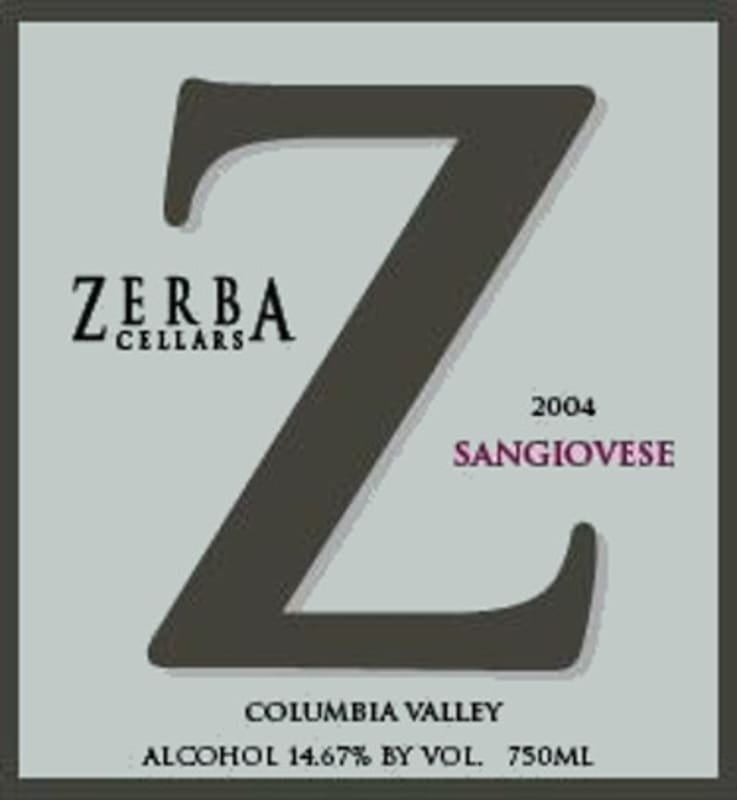 Zerba Cellars Sangiovese 2004 Front Label