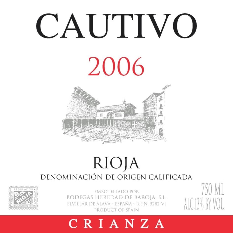 Bodegas Heredad de Baroja Cautivo Crianza 2006 Front Label