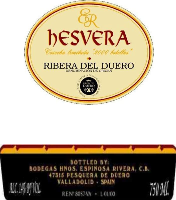 Bodegas Hesvera Cosecha Limitada 2009 Front Label