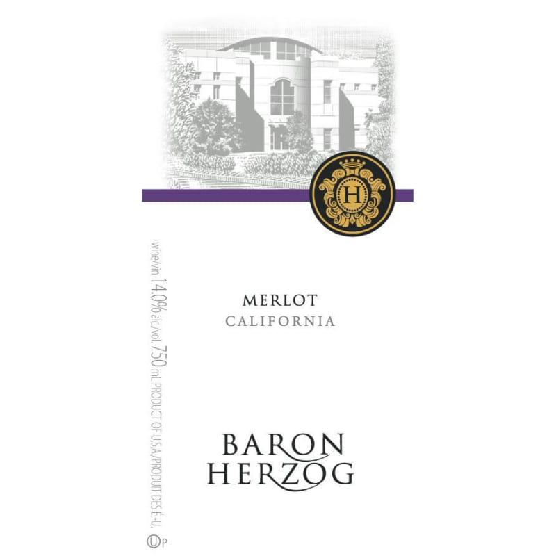 Baron Herzog Merlot (OU Kosher) 2014 Front Label